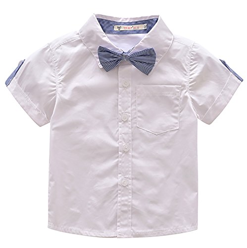 Luoting - 4pcs Conjunto de Ropa de Bautizo Camiseta Pantalones Cortos para Bebé Niño Smoking Elegante - Talla 90