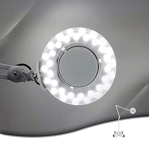 Lupa con anillo de luz LED de 24 W, 8 aumentos, ajustable para artesanía, Beautiker y leer