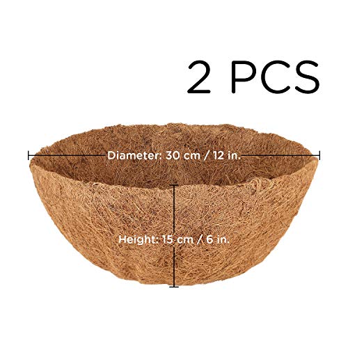 LUTER 30cm Paquete De 2 Redondo Forro De Fibra De Coco para Colgar Cesta Forro De Cesta De Planta Gruesa Preformada para Hogar Jardín Planta Flores Maceta De Vid