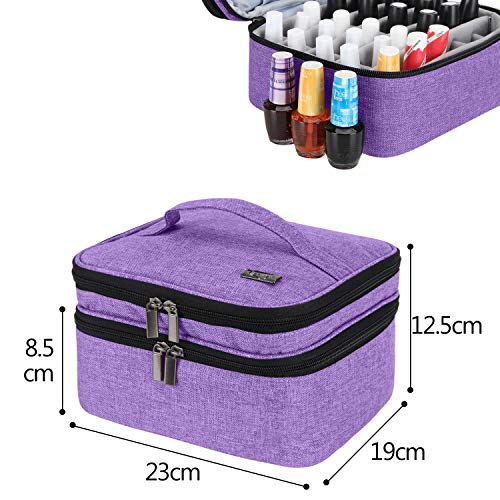 Luxja organizador de esmaltes de uñas, esmaltes de uñas estuche, porta esmaltes de uñas- Sostiene 30 botellas (15 ml - 0.5 fl.oz), bolsa de almacenamiento de doble capa para lacas y manicuras, Púrpura