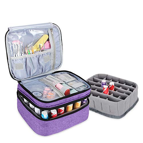 Luxja organizador de esmaltes de uñas, esmaltes de uñas estuche, porta esmaltes de uñas- Sostiene 30 botellas (15 ml - 0.5 fl.oz), bolsa de almacenamiento de doble capa para lacas y manicuras, Púrpura