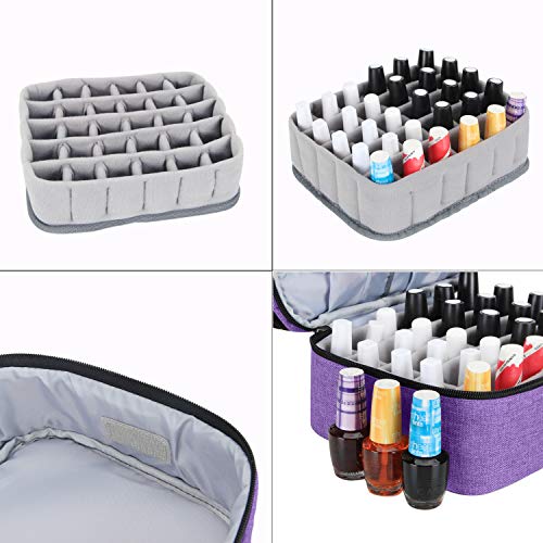 Luxja organizador de esmaltes de uñas, esmaltes de uñas estuche, porta esmaltes de uñas- Sostiene 30 botellas (15 ml - 0.5 fl.oz), bolsa de almacenamiento de doble capa para lacas y manicuras, Púrpura