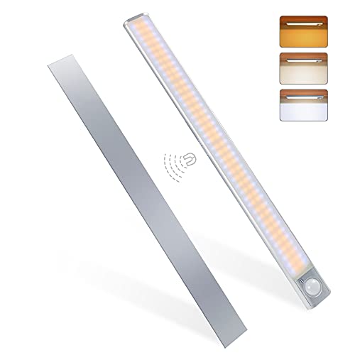 Luz de Armario 160LED, MERTTURM USB Recargable Luces con Sensor de Movimiento, Brillo Regulable con 3 colores, Super brillante Lámpara para Cocina, Escalera, Garaje, Pasillo, Emergencias