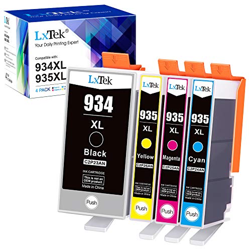 LxTek Cartuchos de Tinta Compatible para HP 934 XL 935 XL 934XL 935XL Alta Capacidad para HP Officejet Pro 6230 6830, Officejet 6820 (1 Negro, 1 Cian, 1 Magenta, 1 Amarillo)