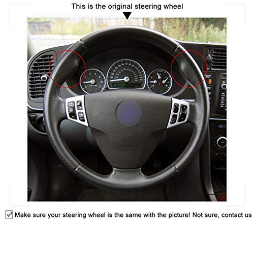 LYSHUI Black Leather Hand Sew Wrap Steering Wheel Cover,For Saab 9-3 2006 2007 2008 2009 2010 2011 9-5 2006-2009