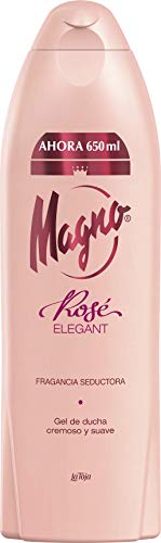 Magno - Gel de Ducha Rose - 6uds de 650ml (3.900ml) – Con aceite de almendra – Fragancia con toques silvestres y hierbas aromáticas