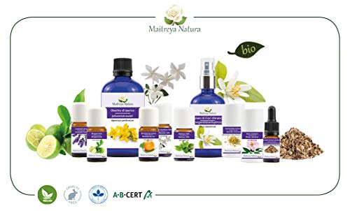 Maitreya Natura Aceite Esencial FRANGIPANI ABSOLUTO 10% en aceite de JOJOBA, 5ml - aromaterapia, difusor, masaje, cosmético - calidad controlada y certificada, libre de crueldad, vegano