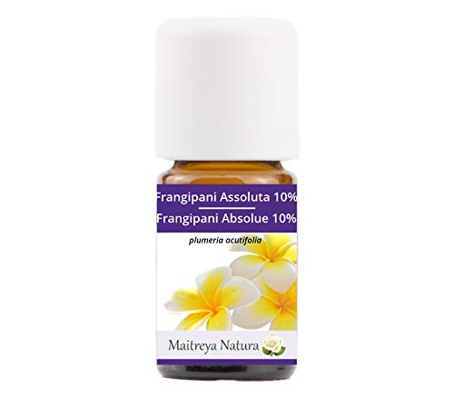 Maitreya Natura Aceite Esencial FRANGIPANI ABSOLUTO 10% en aceite de JOJOBA, 5ml - aromaterapia, difusor, masaje, cosmético - calidad controlada y certificada, libre de crueldad, vegano