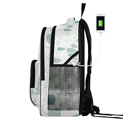 MALPLENA Refrescantes botellas y frascos de pintura mochilas de viaje para hombres, regalos para hombres Wowen con puerto de carga USB para portátiles de 15.6 pulgadas