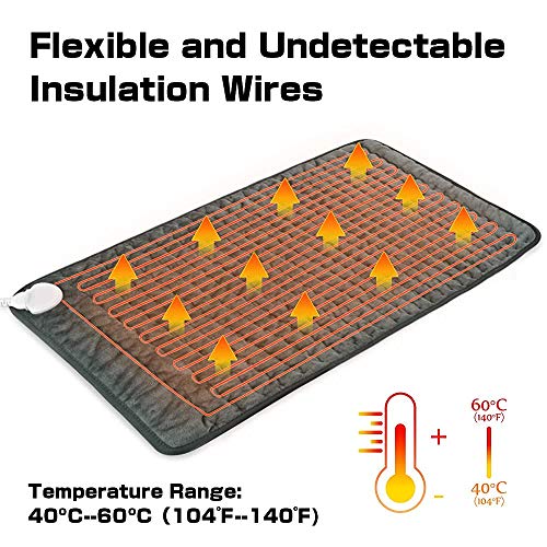 Manta Electrica Espalda, Qfun Manta Termica Electrica 60 x 30cm, 6 Calentamiento Niveles, 4 Modes Temporizadores, el Calefactora Rápido Superficie para cintura, espalda, abdomen