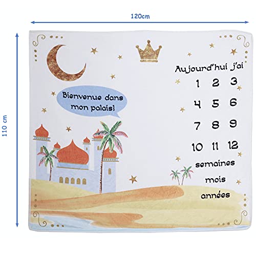 Manta Francesa Personalizada para Bebé de Recuerdos Mensuales | Kit Completo Álbum de Fotos + Nombre | Regalo Original de Nacimiento Niña Niño | L'Enfant Unique