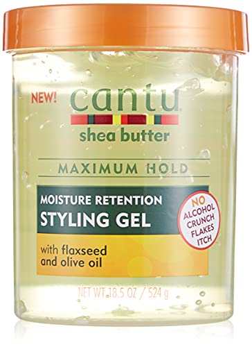 "Manteca de karité Cantu de retención máxima de humedad con linaza y aceite de oliva gel de peinado 18.5oz, 1pack"