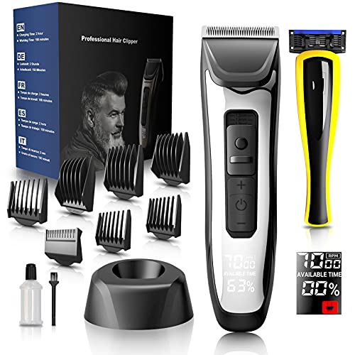 Máquina Cortar Pelo, Axceed 10 en 1 Recortadora de Barba y Cortapelos Hombre Profesional, Cortador Pelo Electrico con 7 peines de guía y 4 niveles ajustables, pantalla LED