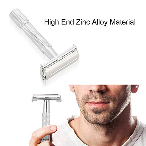 Maquinilla de Afeitar Manual Para Hombre Con Estuche, Afeitadora de Barba de Doble Filo Con Aleación de Zinc, Afeitadora Recta Clásica Para Barba, Cabello, Vello Corporal