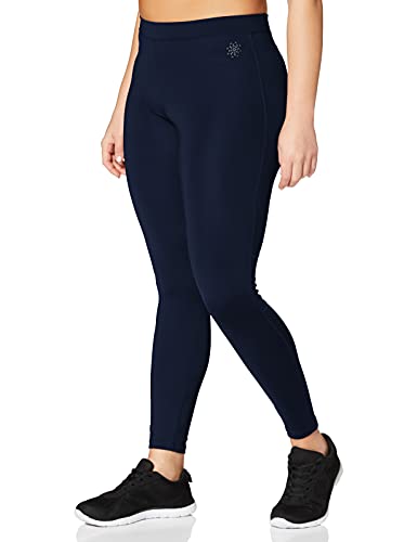 Marca Amazon - AURIQUE Mallas Largas de Deporte Mujer, Azul (Navy), 40, Label:M