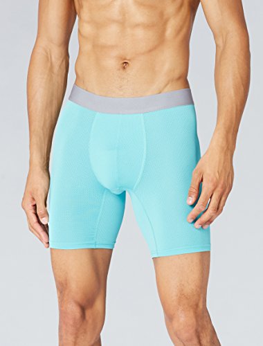 Marca Amazon - find. Bóxer Largos de Deporte para Hombre, Pack de 2, Azul (Turquoise/Worker Blue), L, Label: L