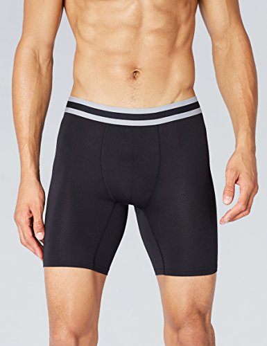 Marca Amazon - find. Bóxer Largos de Deporte para Hombre, Pack de 2, negro, S, Label: S