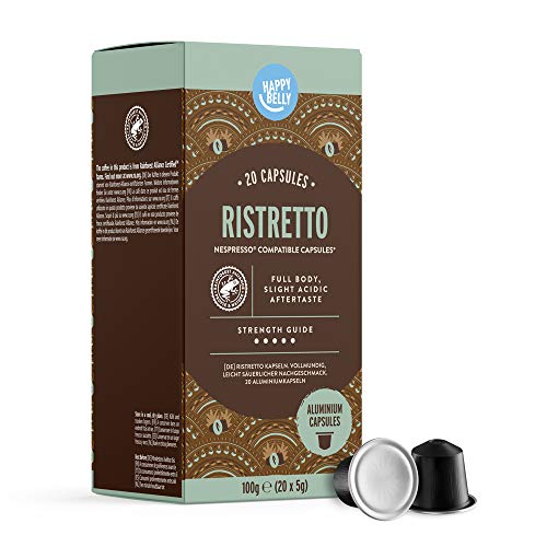 Marca Amazon - Happy Belly Ristretto Aluminium Cápsulas - 120 Cápsulas (6 Paquetes x 20)