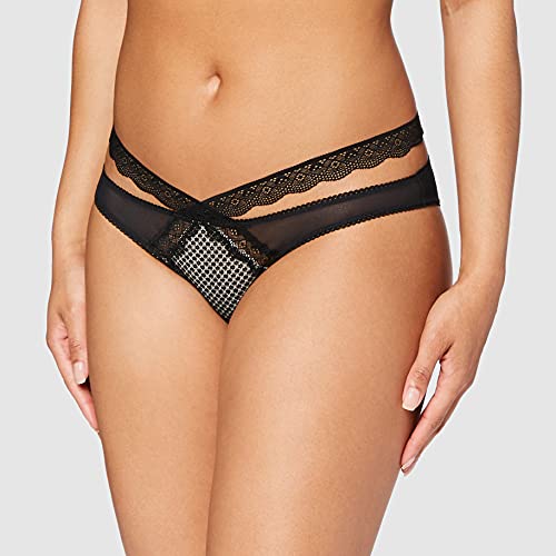 Marca Amazon - IRIS & LILLY Braga de Bikini de Encaje Mujer, Pack de 2, Negro (Black/Grey), XS, Label: XS