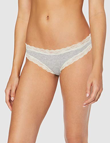 Marca Amazon - Iris & Lilly Calzoncillo Tanga de Algodón Mujer, Pack de 7, Multicolor (negro/melange/rosa suave), M, Label: M