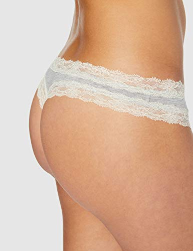 Marca Amazon - Iris & Lilly Calzoncillo Tanga de Algodón Mujer, Pack de 7, Multicolor (negro/melange/rosa suave), M, Label: M