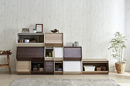 Marca Amazon - Movian, nicho con Fuerta Flegable de madera / Almacenamiento modular de madera aFilable, fácil montaje, modular, Fantalla, cocina - Caja aFilable STB-600D - Marrón