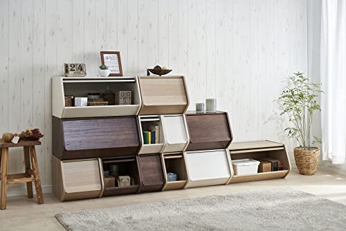 Marca Amazon - Movian, nicho con Fuerta Flegable de madera / Almacenamiento modular de madera aFilable, fácil montaje, modular, Fantalla, cocina - Caja aFilable STB-600D - Marrón