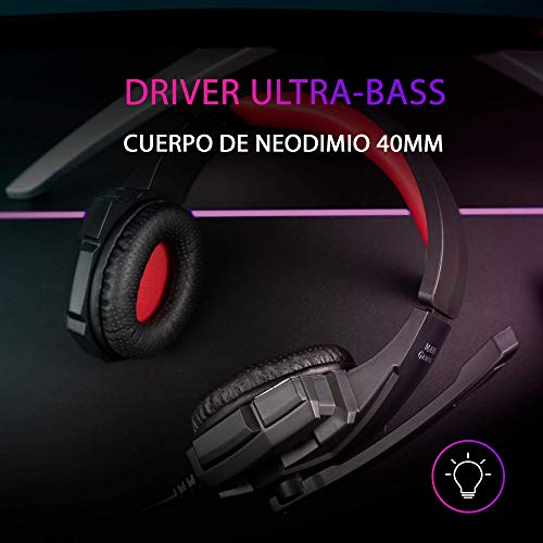 Mars Gaming MH020, Cascos Gaming con Micrófono Plegable, PS4/PS5/XBOX/SWITCH/PC