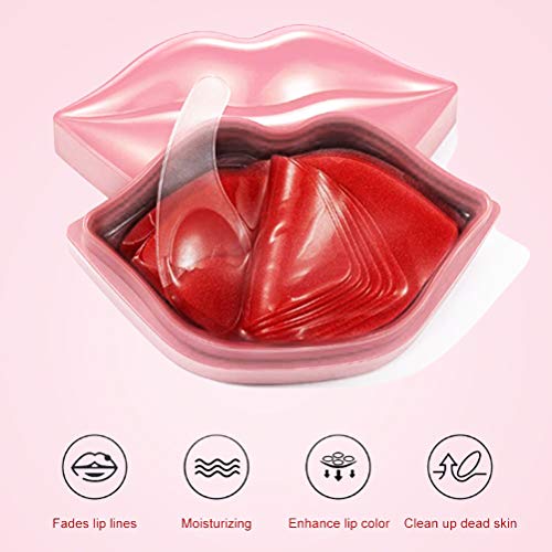 Máscara De Labios, Colágeno Lip Mask, Hidratantes Mascarillas de Labios, Antienvejecimiento, Exfoliantes, Hidratantes, Aptas para LabiosSecos y Agrietados - 20 Piezas