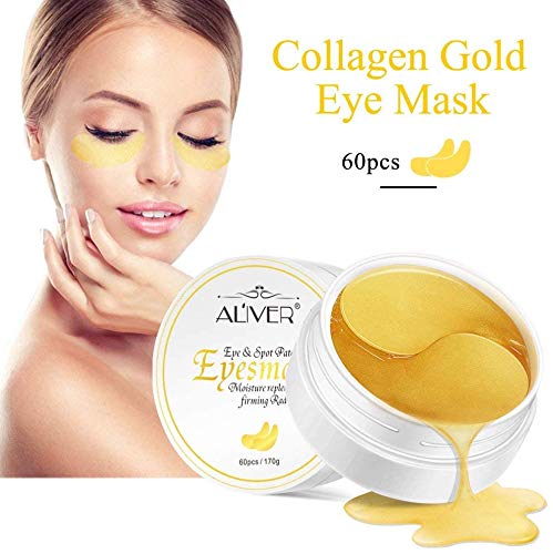 Mascarilla de Colágeno de Oro de 24 Quilates para Tratamiento Debajo de los Ojos 30 pares,Mascarillas para Ojeras y Ojos Hinchados, Hidratante,Eliminación de Bolsas de Ojos,Tratamiento Antiarrugas