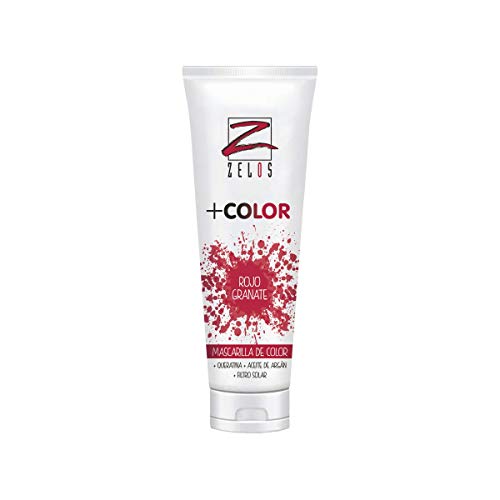 Mascarilla de Color para el Pelo - Rojo Granate - 200 ml - Mascarilla Con Color Acondicionadora - Con Queratina y Aceite de Argán - Potencia el Color Desgastado - Uso Profesional - Zelos +Color