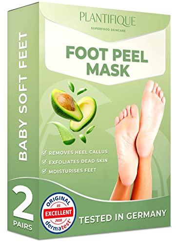 Mascarilla Exfoliante Pies de Aguacate probada dermatológicamente - calcetines exfoliantes de pies para callos y peeling pies de Plantifique - Eficaz para callos, piel muerta y seca - 2 pares