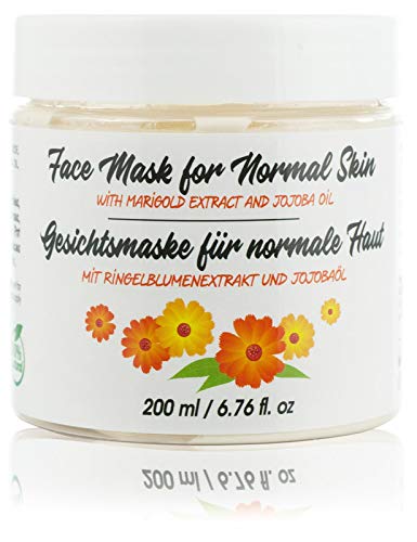 Mascarilla Facial de Arcilla Hidratante Natural con Caléndula, Caolín y Aceite de Jojoba. Mascarilla Limpiadora y Abrillantadora, 200 ml.