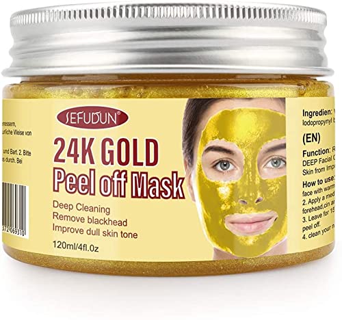 Mascarilla facial de oro de 24 quilates, mascarilla removedora de espinillas, mascarillas peel-off para tratamiento facial antiarrugas y antienvejecimi