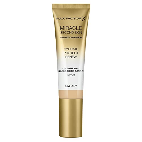 Max Factor Miracle Touch Second Skin Base De Maquillaje, Tono 03, 30 Ml