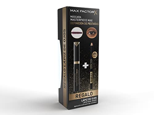 Max Factor Set de Ojos - Masterpiece Máscara de pestañas, Tono Black + Kohl Pencil Lápiz de ojos, Tono 020 Black