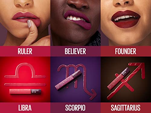 Maybelline New York Superstay Matte Ink Zodiac - Pintalabios mate de larga duración, edición limitada, Tono 40 Believer, Scorpio