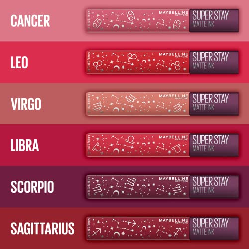 Maybelline New York Superstay Matte Ink Zodiac - Pintalabios mate de larga duración, edición limitada, Tono 40 Believer, Scorpio