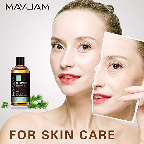 MAYJAM Aceite esencial de Cedro 100 ml, 100% Aceites Esenciales Naturales Puros, Aceite Esencial de Aromaterapia de Grado Terapéutico, Aceites de Fragancia para Difusor Humidificador Relajación Sueño