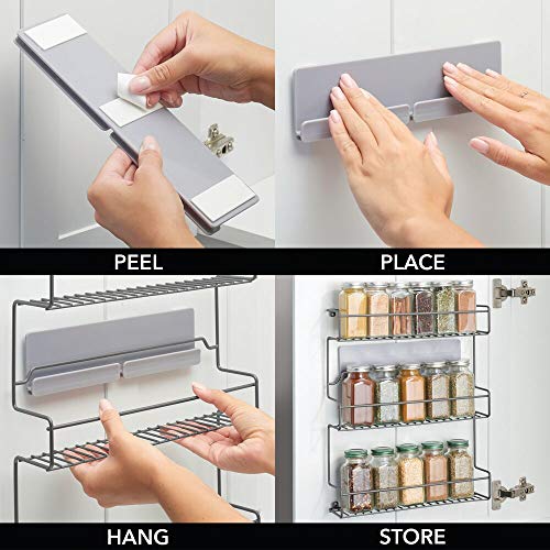 mDesign Estantería metálica – Especieros de cocina autoadhesivos con 3 niveles para montaje en pared – Ideal como organizador de especias para la cocina y la despensa – gris oscuro