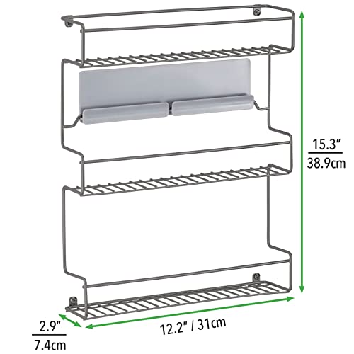 mDesign Estantería metálica – Especieros de cocina autoadhesivos con 3 niveles para montaje en pared – Ideal como organizador de especias para la cocina y la despensa – gris oscuro