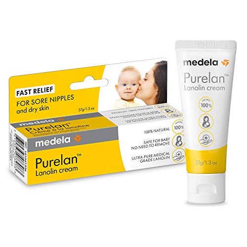 Medela Purelan 37g Crema de Lanolina para Pezones - Alivio rápido para pezones doloridos y piel seca, 100% natural, hipoalergénica, dermatológicamente probada y sin perfume