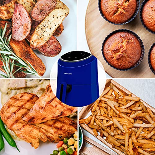 Mellerware - Freidora sin Aceite Crunchy! 1230W | 7 Programas Predefinidos | Temporizador Programable | Air Fryer 80-200 Grados | Diseño Compacto| 1,4L | Sin BPA/PFOA | Freidora de Aire | (Blue)