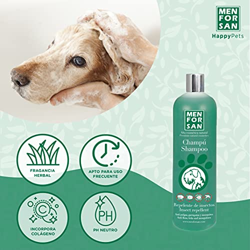 MENFORSAN Champú Repelente De Insectos Y Pulgas Para Perros 300ml, Con Citronela Ingrediente Natural