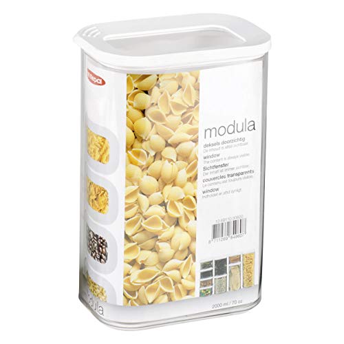 Mepal Modula 106911030600 - Tarros de plástico (2000 ml, 4 unidades), color transparente y blanco