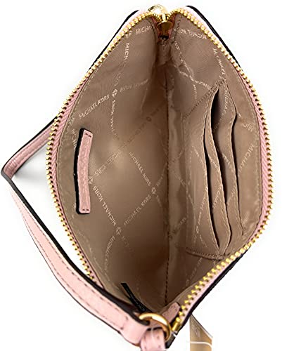 Michael Kors Jet Set Travel Large Top Zip Signature PVC Wristlet Clutch (brown/blush)