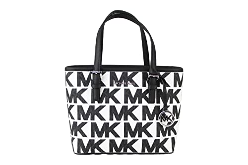 Michael Kors Optic White Black Monogram XS Extra Small Travel Tote