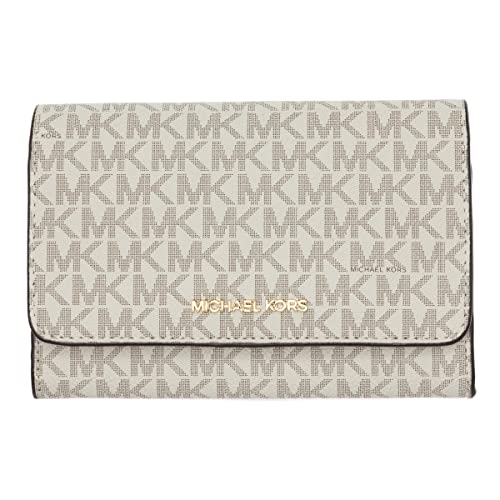 Michael Kors Women's 35F0GTVC8B Jet Set Travel Medium Multifunction Phone Xbody Crossbody Bag Wallet (Vanilla)