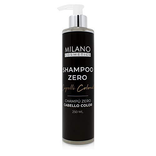 Milano Champú Zero Cabello Color 250 ml Champú profesional sin sulfatos ni parabeno para cabellos coloreados. PH 3.5 con extracto de proteína de cultivo cannabis sativa orgánica de italia.