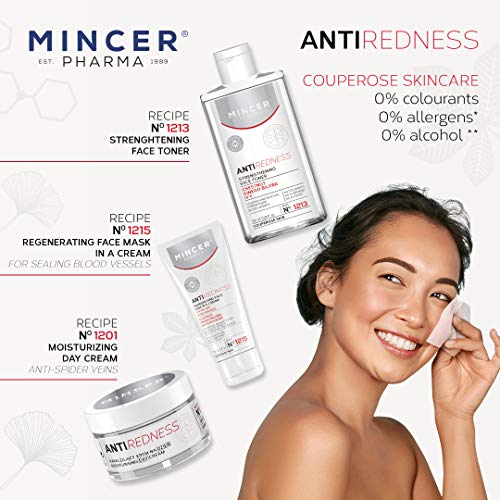 Mincer Pharma Anti Redness Mascarilla Facial Anti Rojeces Mejoradora de la Microcirculación, Regeneradora y Alisadora, para Piel Capilar, con Castañas, Ginkgo Biloba y Aceite de Abisinio, 75 ml